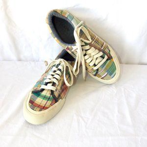 J. Crew Plaid Canvas Sneakers, Men's Size 7.5, Women's Size 9, Unisex, EC!